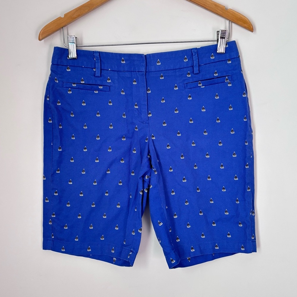 Lands' End Women’s Novelty Print Beachy Sailboats Bermuda Shorts Size 4 - s18